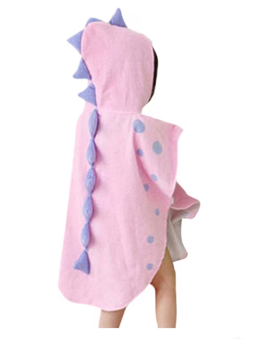Kids Pink Dino Hooded Towel Poncho